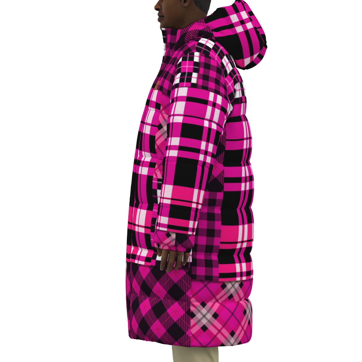 FLEXIN PLAID GRAPES Unisex Long Down Jacket