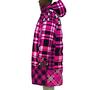 FLEXIN PLAID GRAPES Unisex Long Down Jacket