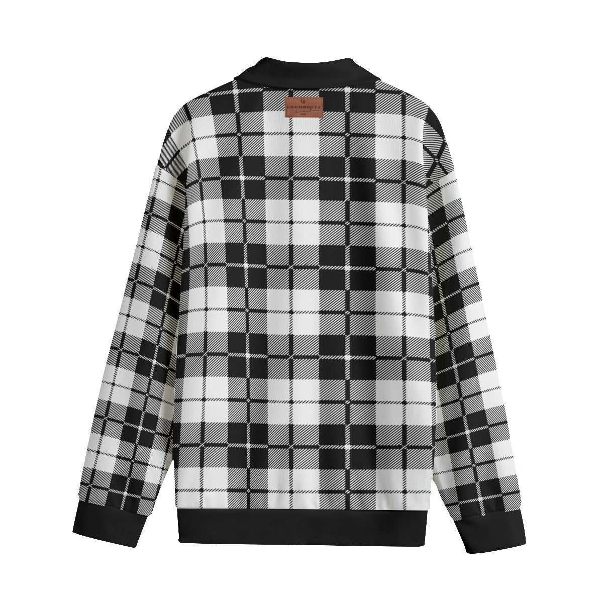 PLAID STYLE WHT Unisex Lapel Collar Sweater