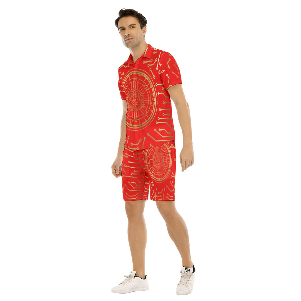 CRYPTO KMT RED Men's Short Sleeve Shirt Sets