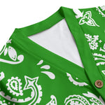 BANDANA PAISLEY GREEN Unisex Cardigan With Button Closure