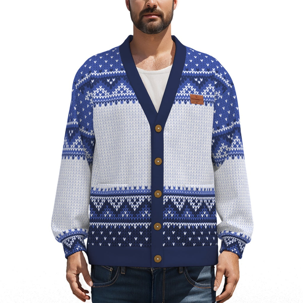 LCC KNITTED BLUE Unisex Cardigan With Button Closure