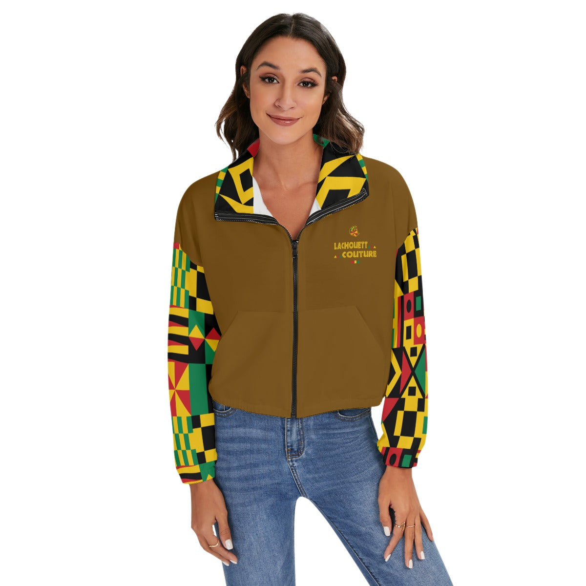 KENTE BUTAN BROWN Women's Zip Jacket