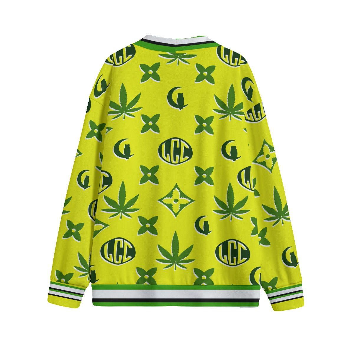 WEEDY YLW GREEN Unisex V-neck Cardigan With Button Closure