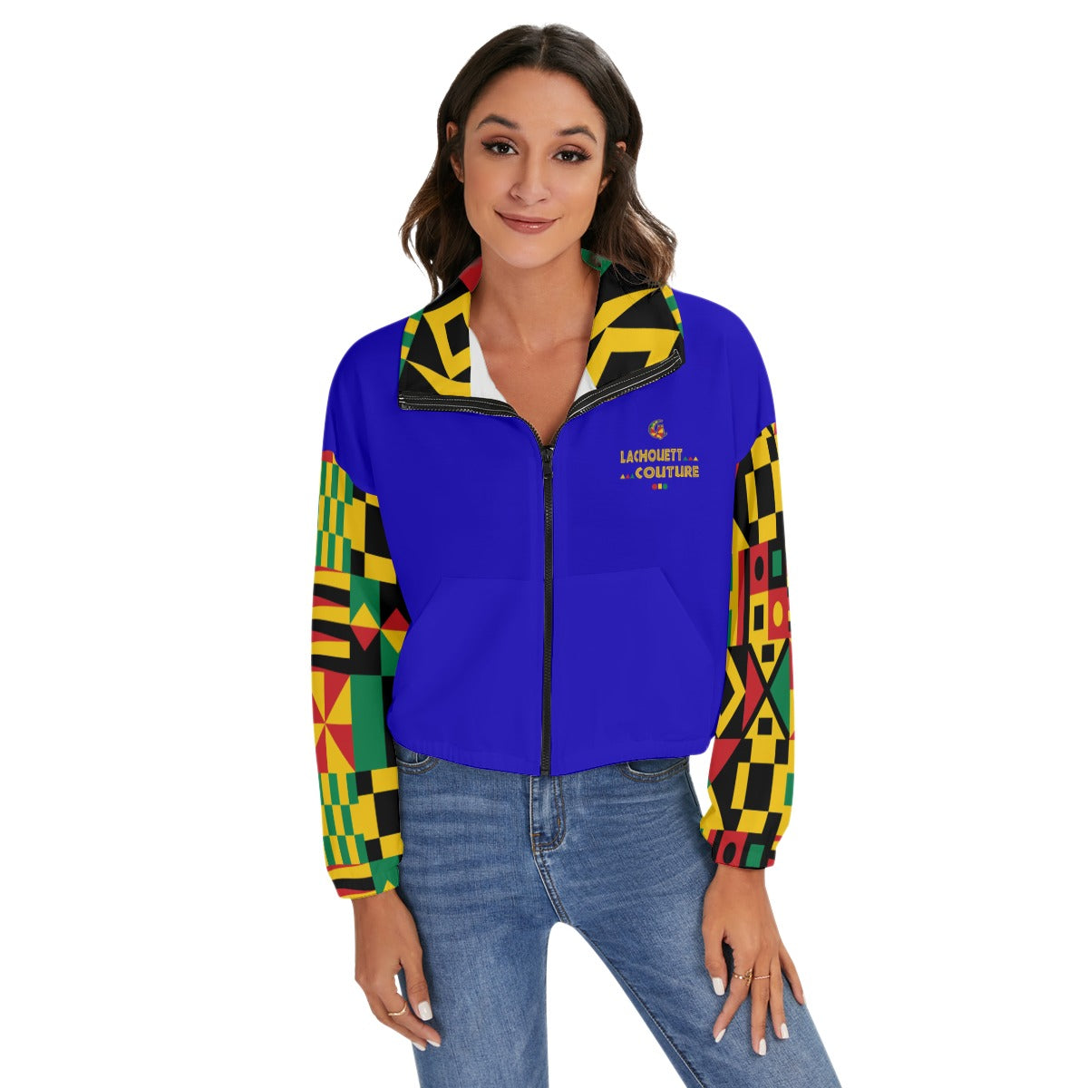 KENTE BUTAN BLUE Women's Zip Jacket
