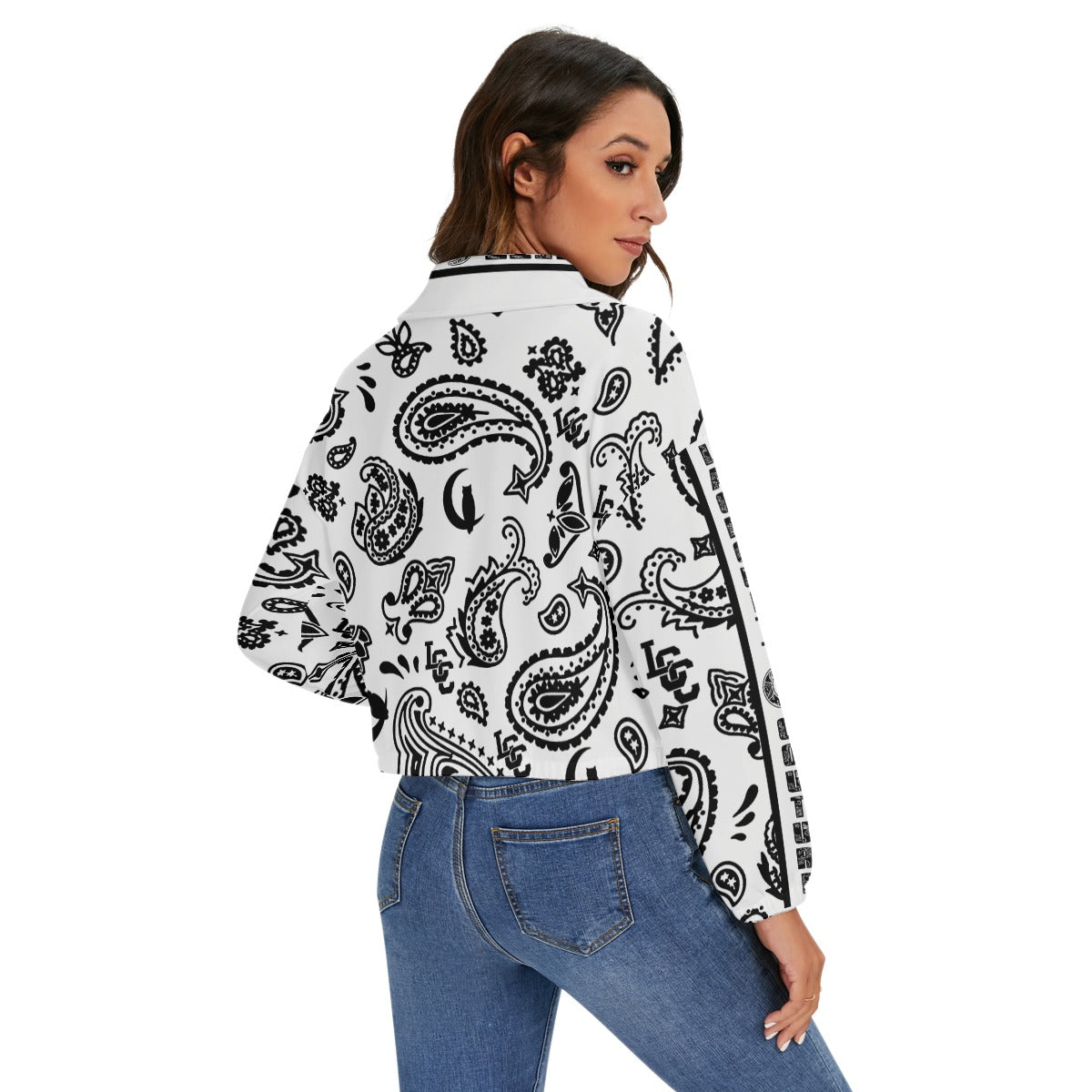 BANDANA PAISLEY WHT Women's Zip Jacket