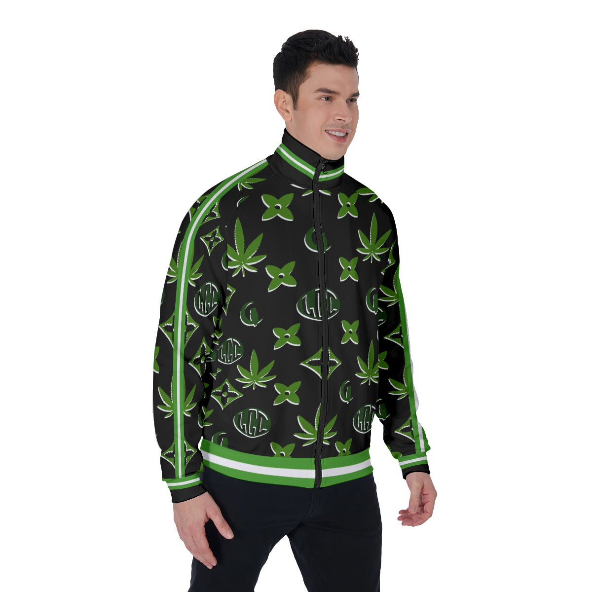 LCC WEEDY GREENBLC Men's Stand Collar Jacket