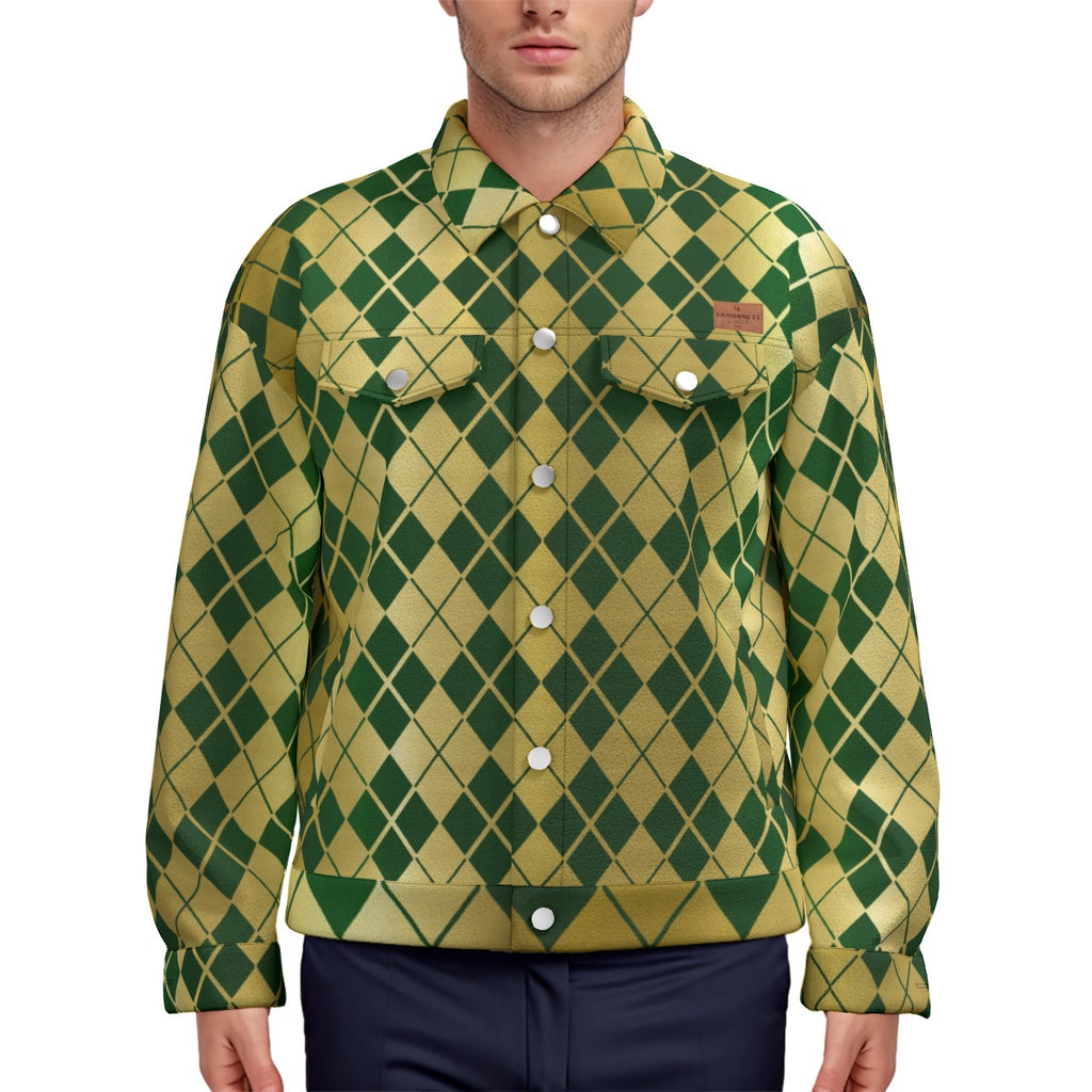 ARLEQUIN GREEN Unisex Lapel Jacket Cotton