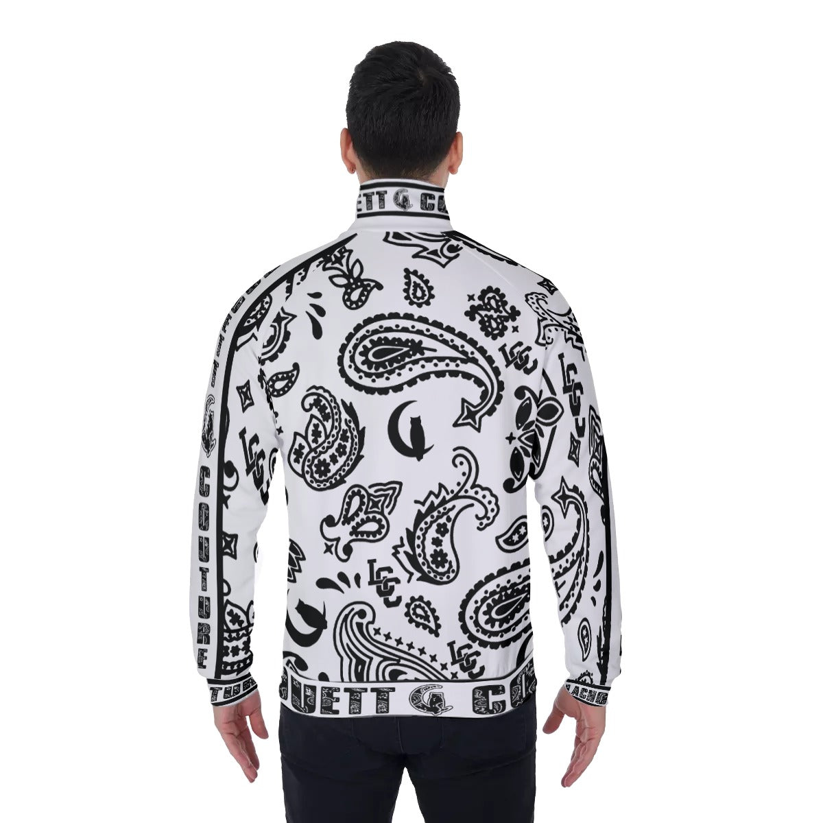 BANDANA PAISLEY WHT Men's Stand Collar Jacket