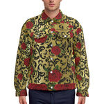 RED ROSES GLD Unisex Lapel Jacket Cotton