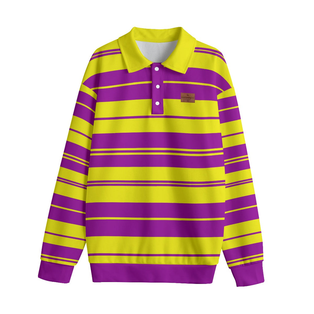 STRIPE UP KOBE Unisex Lapel Collar Sweater
