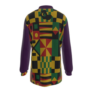 KENTE BUTAN PRPLE Men's Long Sleeve Polo Shirt