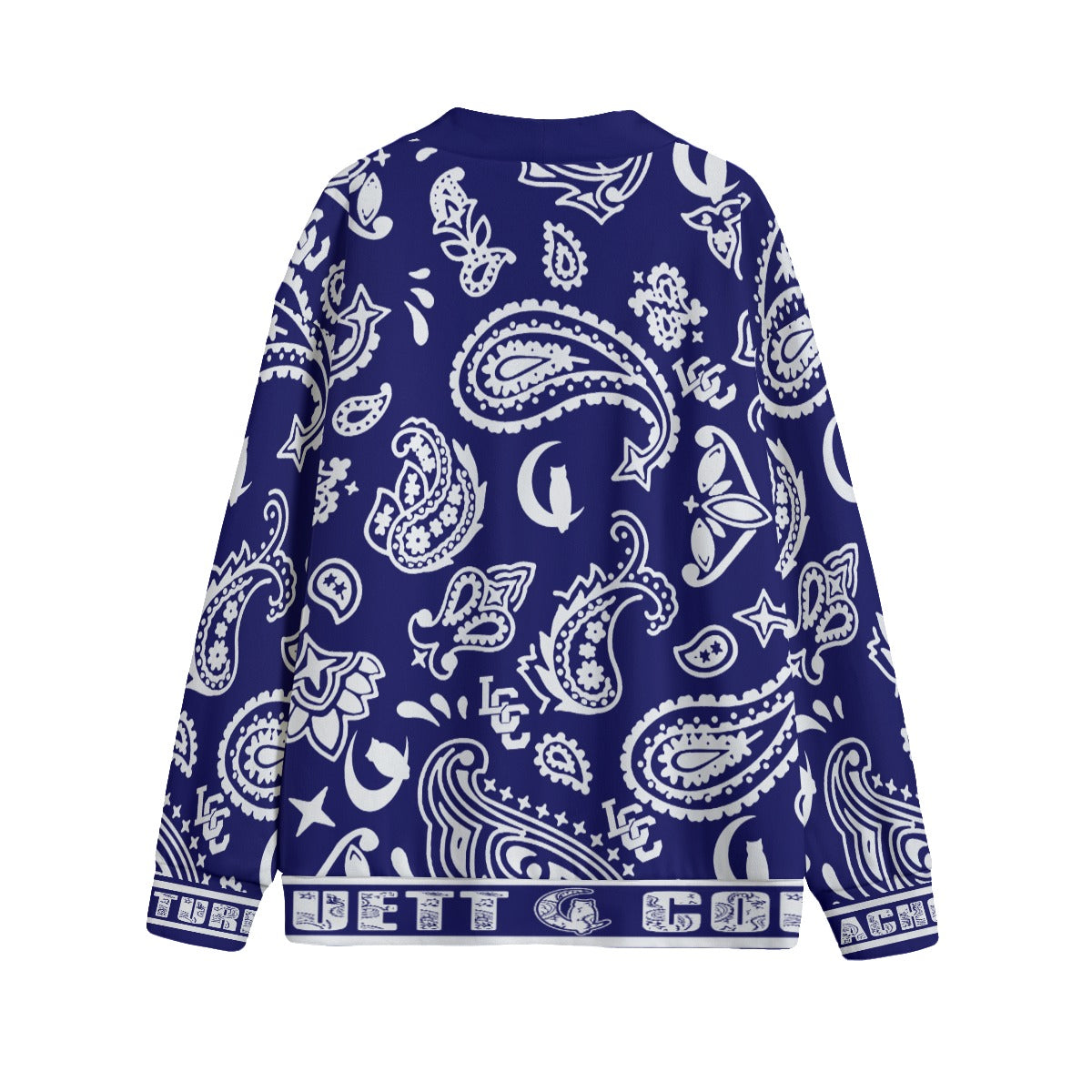 BANDANA PAISLEY NAVY Unisex Cardigan With Button Closure