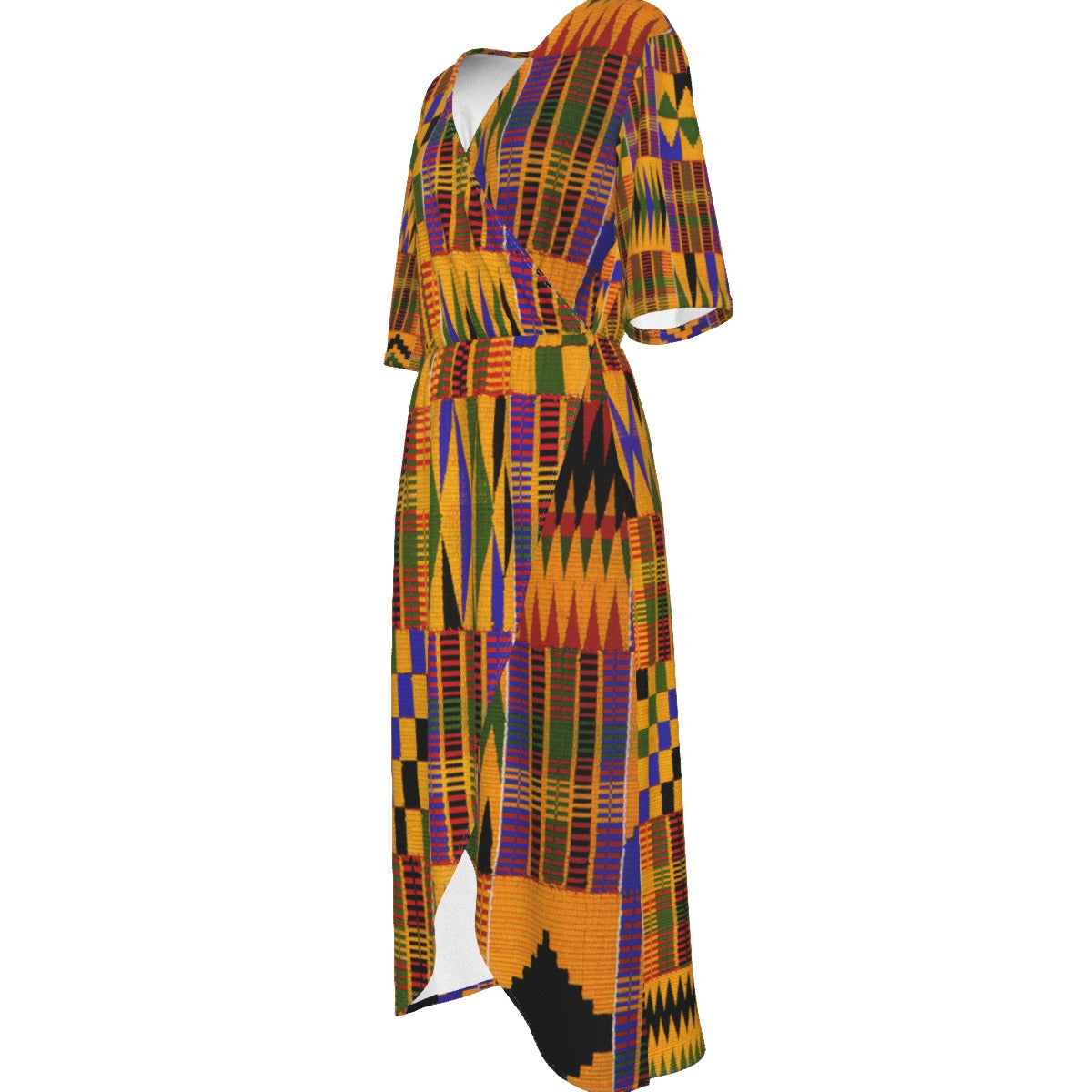 KENTE ATEF Women's Short Sleeve V-neck Dress