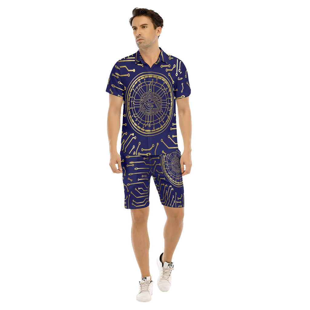 CRYPTO KMT NAVY Men's Short Sleeve Shirt Sets