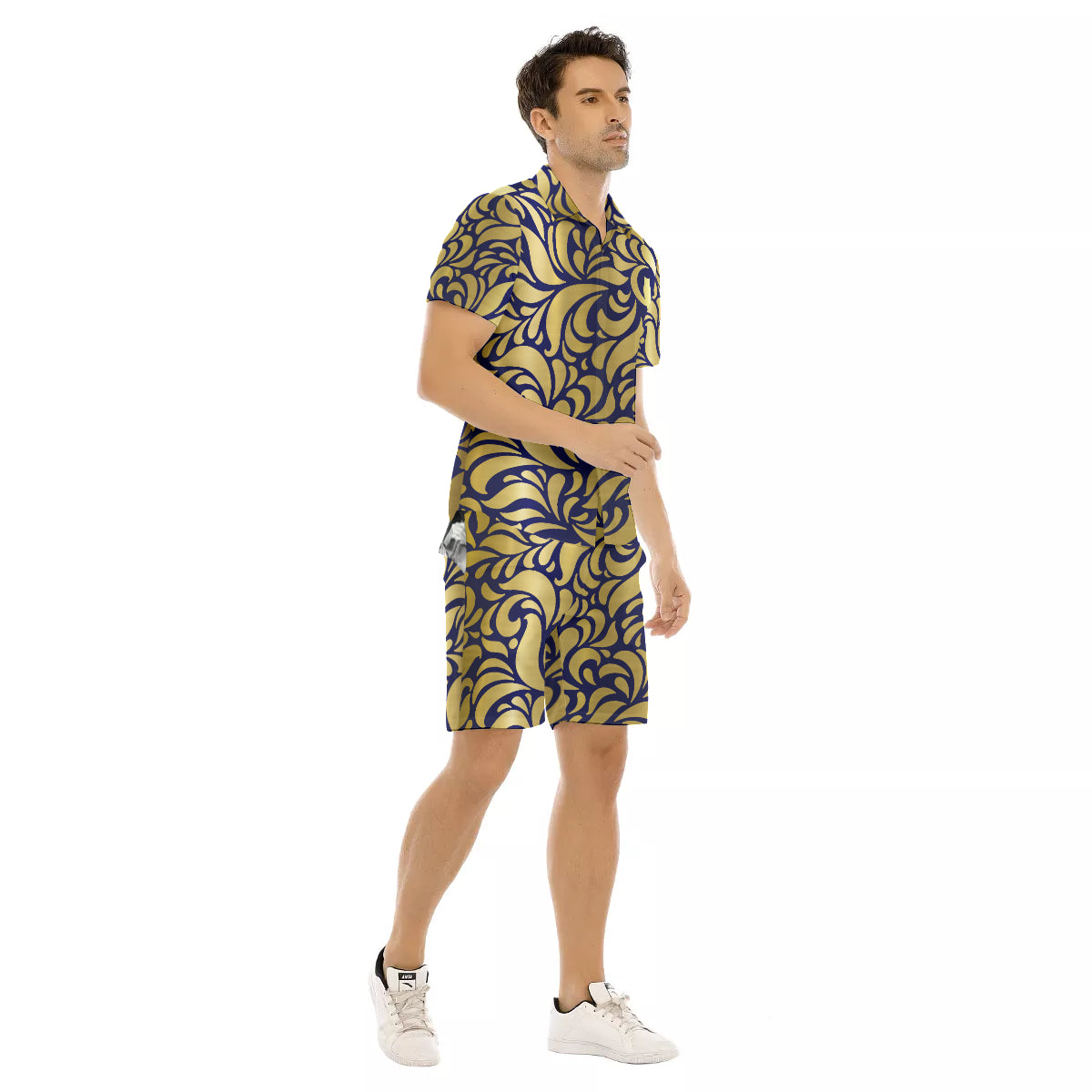 GORGEOUS LEAF BLUE Men's Short Sleeve Shirt Sets