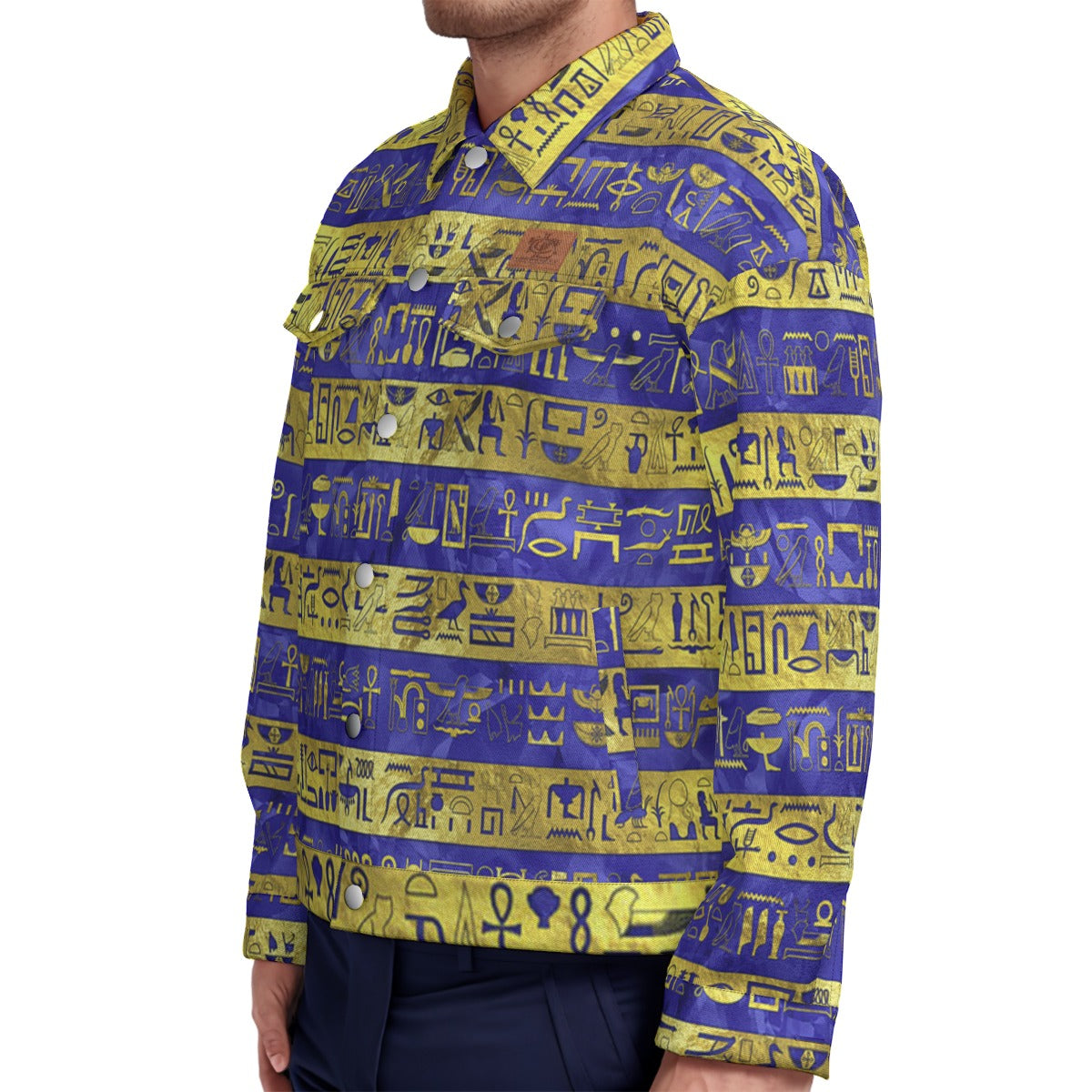 HIEROGLYPH GOLDENBLUE Unisex Lapel Jacket  Cotton