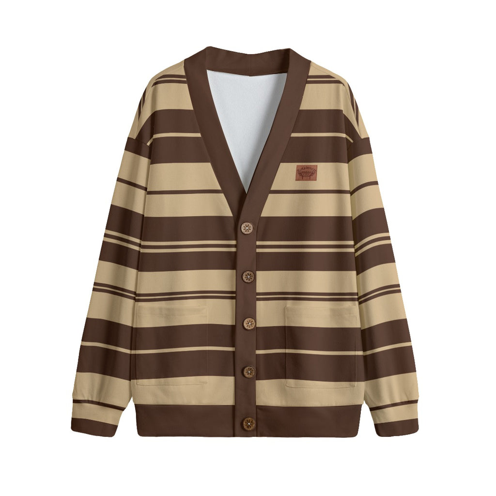 STRIPE UP LOCO Unisex V-neck Cardigan With Button Closure