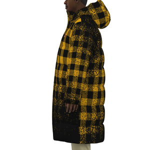 DUSTY PLAID YLW Unisex Long Down Jacket