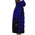 DUSTY PLAID BLUE Unisex Long Down Jacket