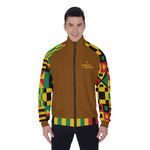 KENTE BUTAN BROWN Men's Stand Collar Jacket