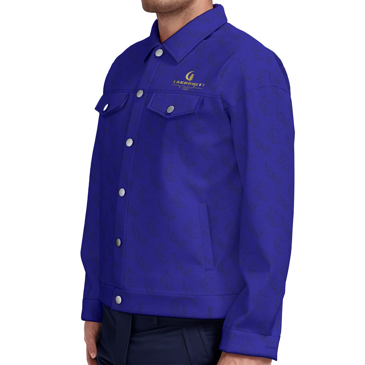 LCC BLUE Unisex Lapel Jacket  Cotton