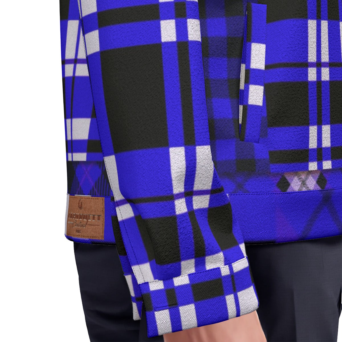 FLEXIN PLAID BLUE Unisex Lapel Jacket Cotton