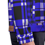 FLEXIN PLAID BLUE Unisex Lapel Jacket Cotton