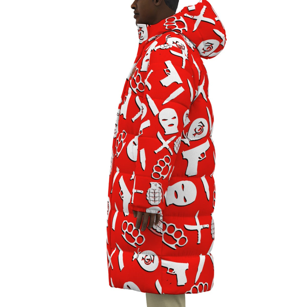 DRILLIN RED Unisex Long Down Jacket