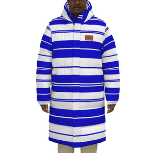 STRIPES BLUWHT Unisex Long Down Jacket
