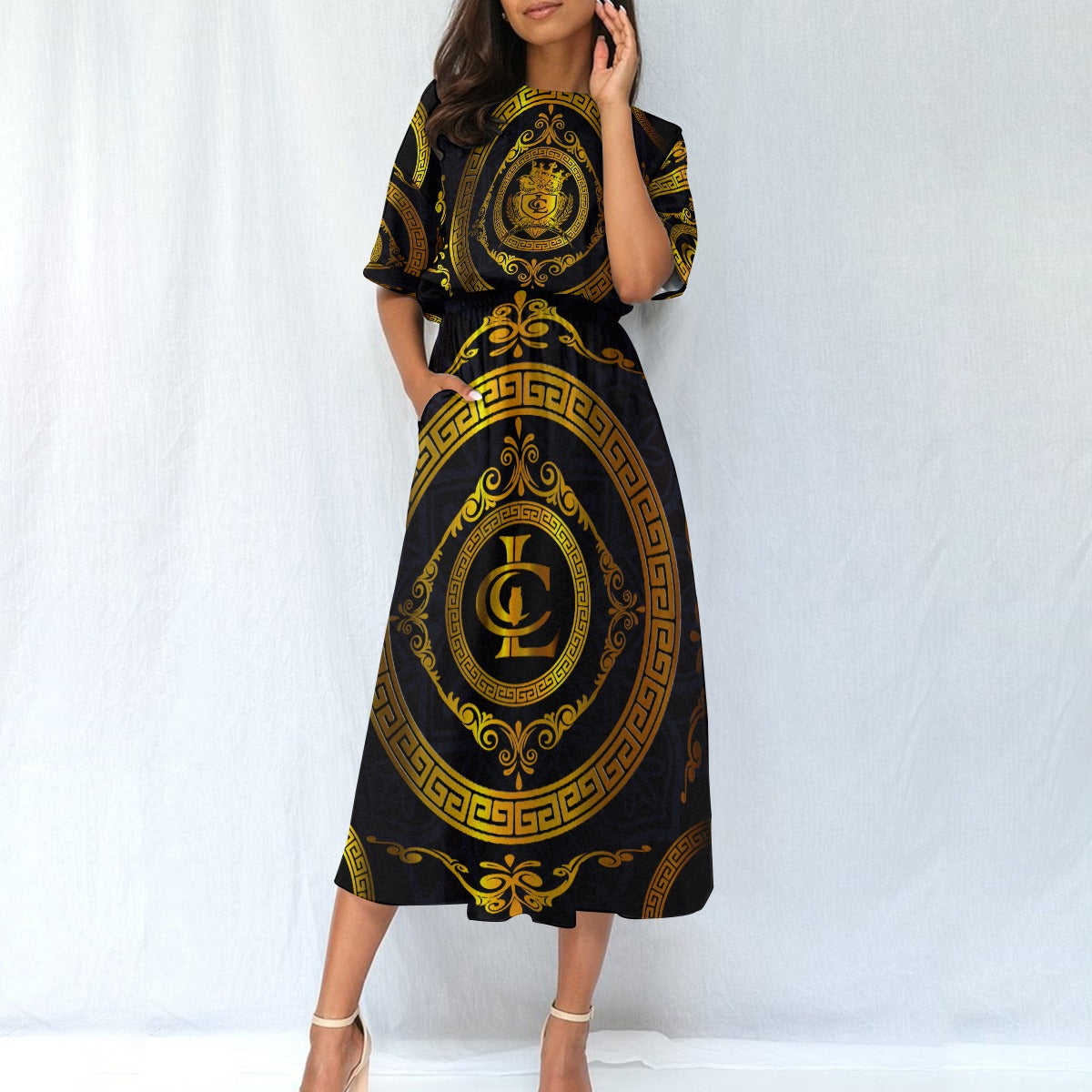 LCC RICH BLC Women's Elastic Waist Dress