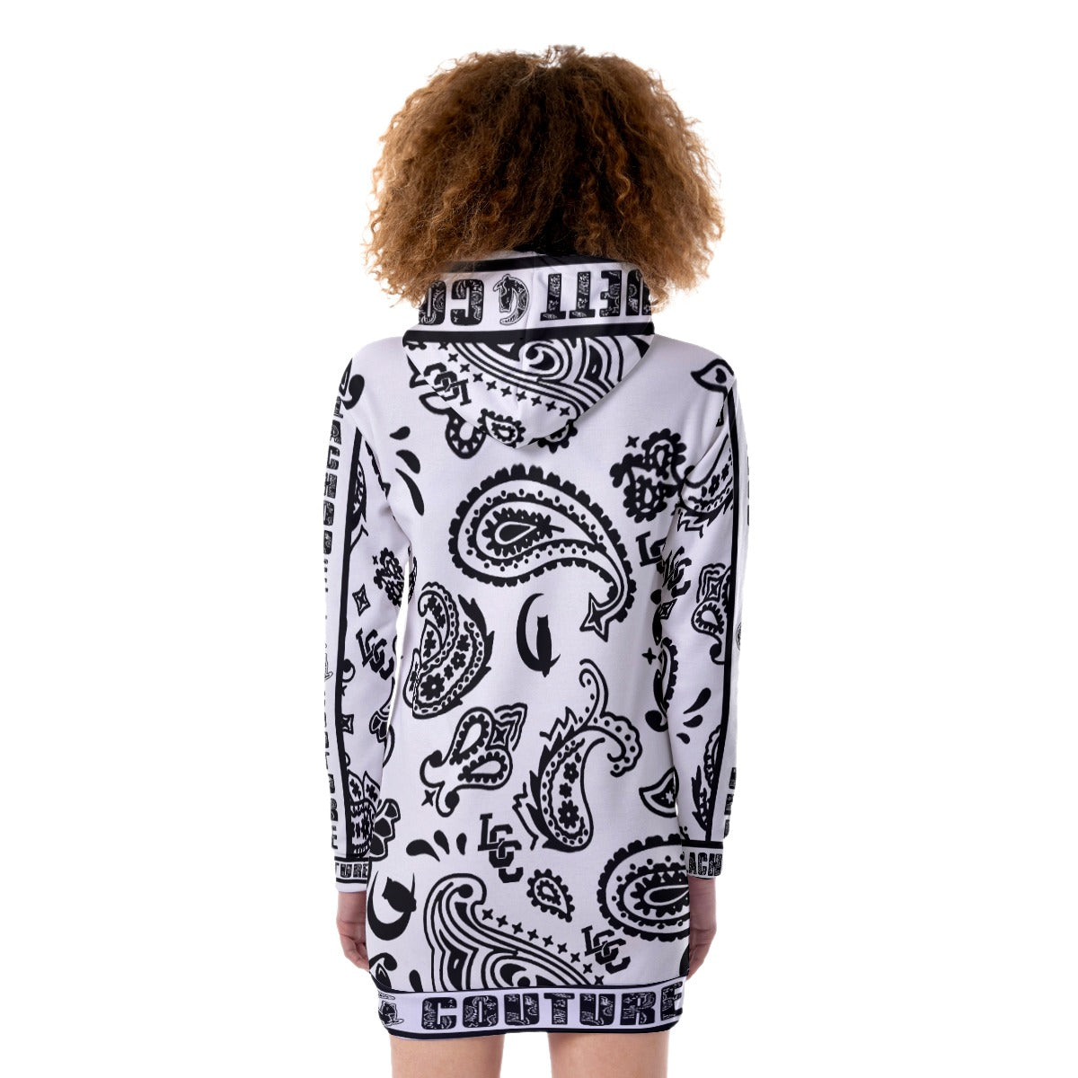 BANDANA PAISLEY WHT Women's Heavy Fleece Long Hoodie