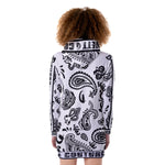 BANDANA PAISLEY WHT Women's Heavy Fleece Long Hoodie