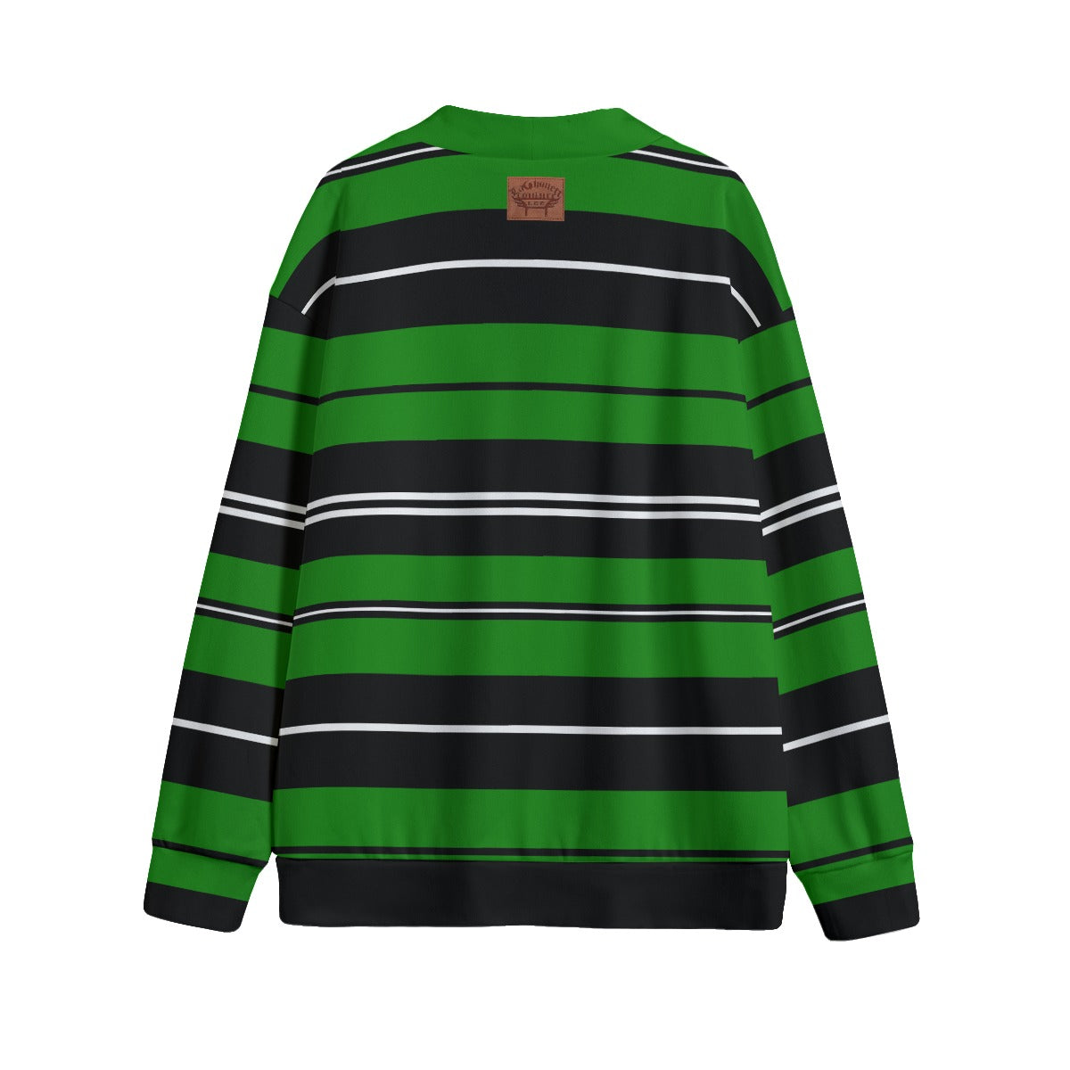STRIPE UP GREEN Unisex V-neck Cardigan With Button Closure