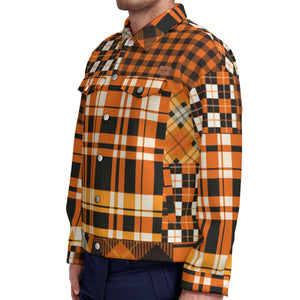 FLEXIN PLAID ORANGE Unisex Lapel Jacket Cotton