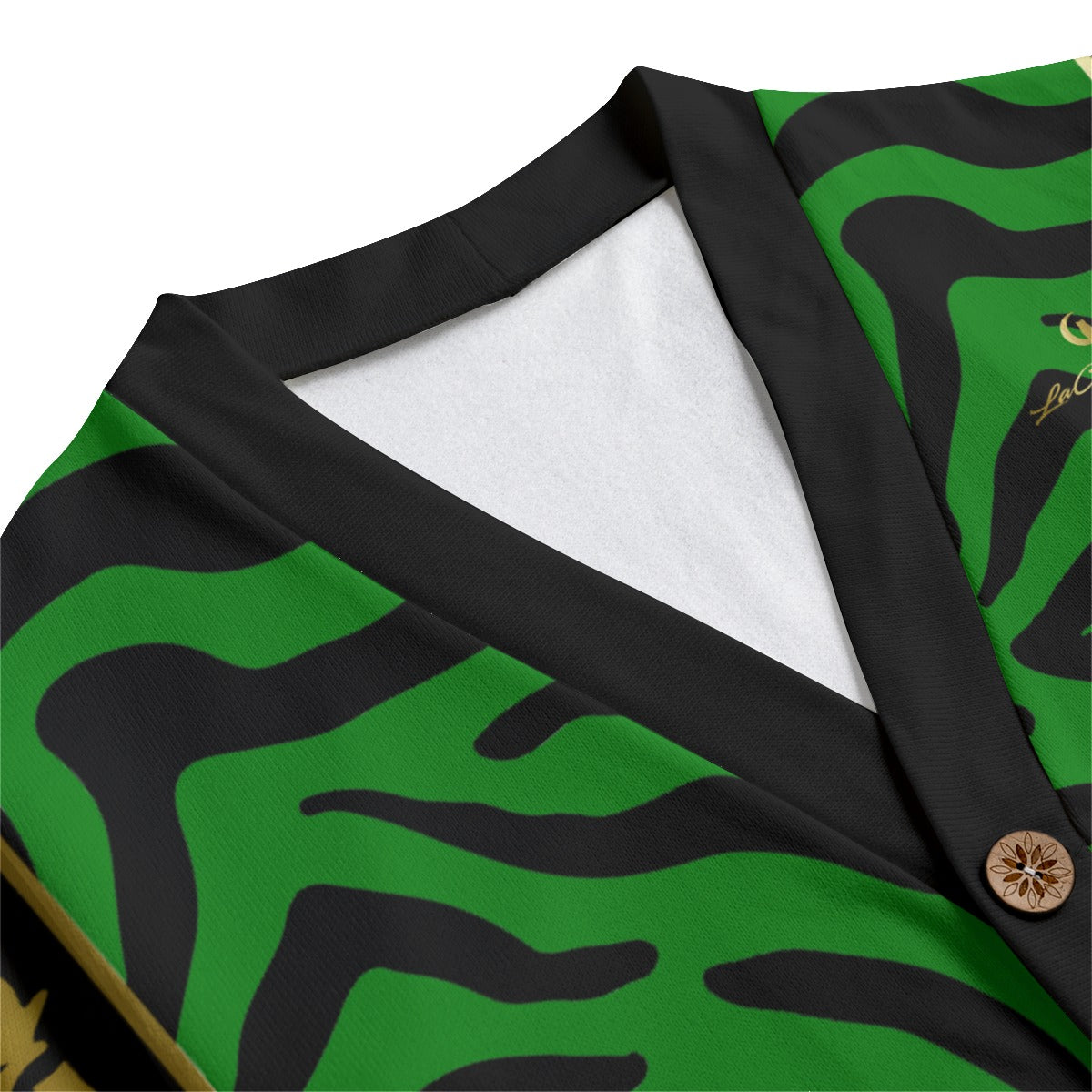 PRIVILEGE GREEN Unisex V-neck Cardigan With Button Closure