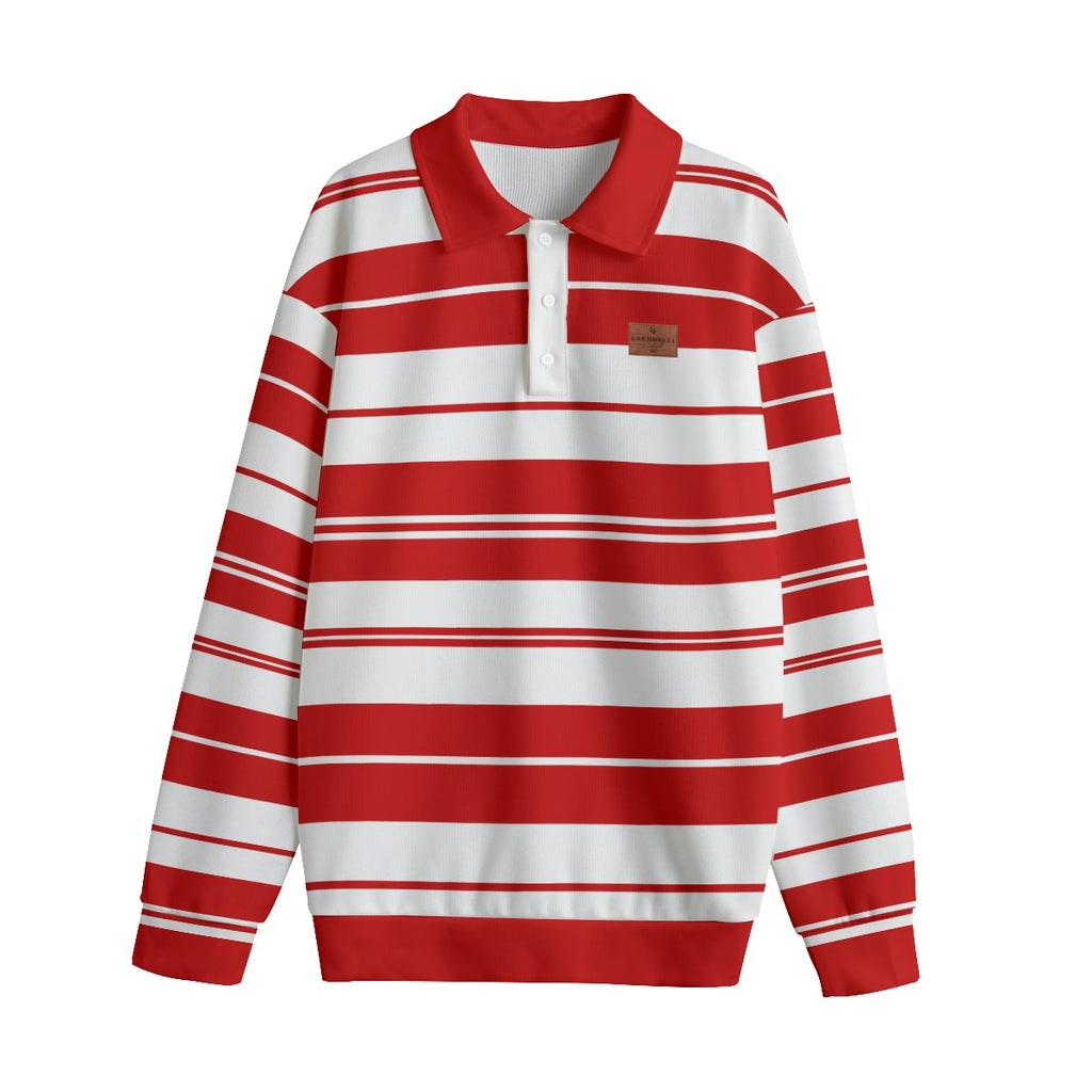 STRIPE UP BLOODY Unisex Lapel Collar Sweater