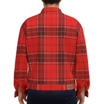 PLAID STYLE RED Unisex Lapel Jacket Cotton