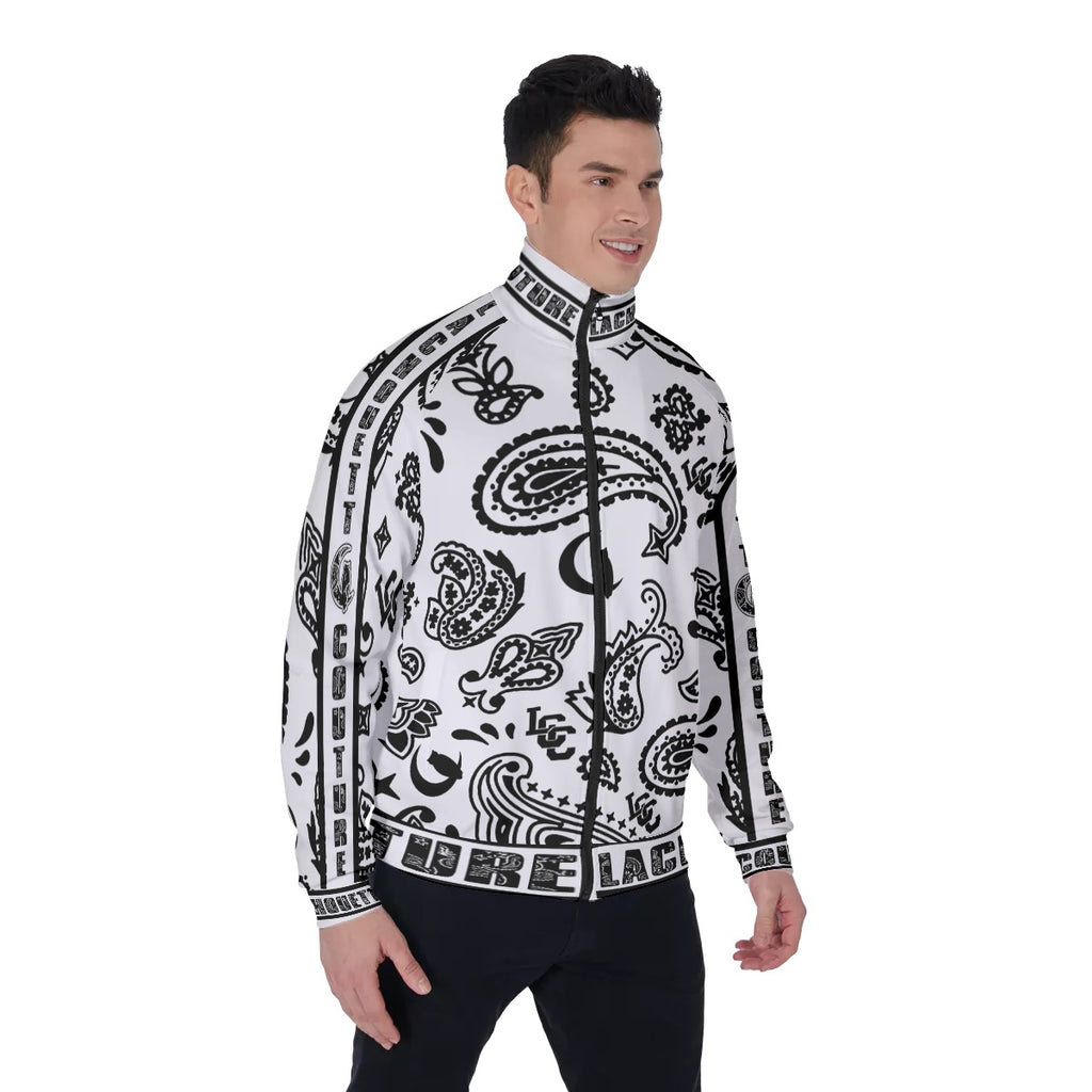 BANDANA PAISLEY WHT Men's Stand Collar Jacket