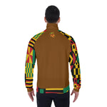 KENTE BUTAN BROWN Men's Stand Collar Jacket