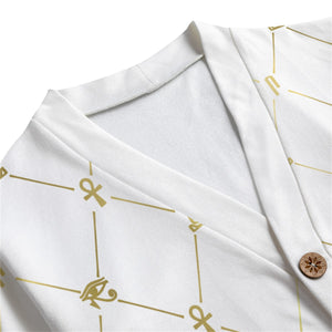A.U.S DELUXE GLDWHT Unisex Cardigan With Button Closure
