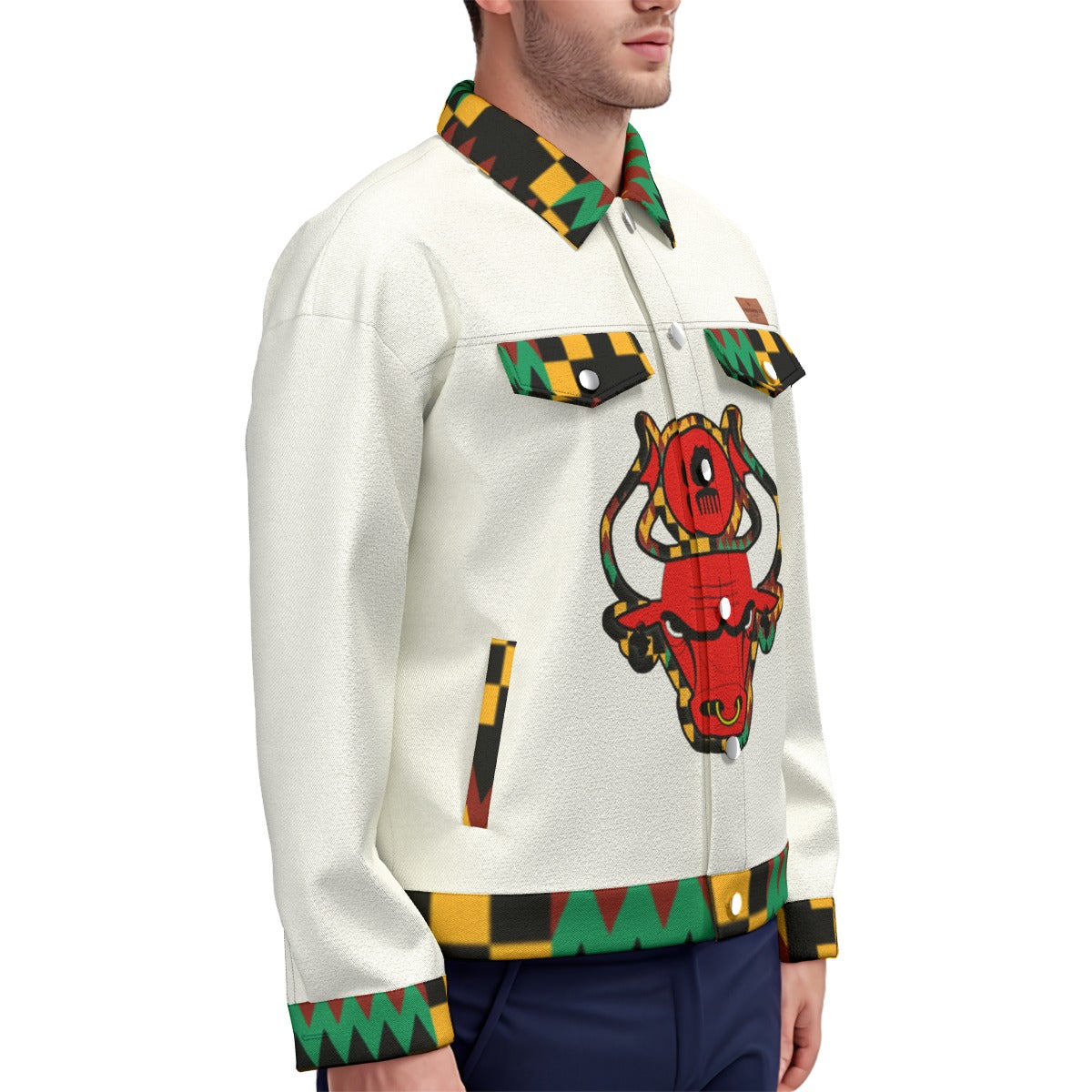 HATHOR KENTE Unisex Lapel Jacket Cotton