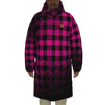 DUSTY PLAID GRAPES Unisex Long Down Jacket