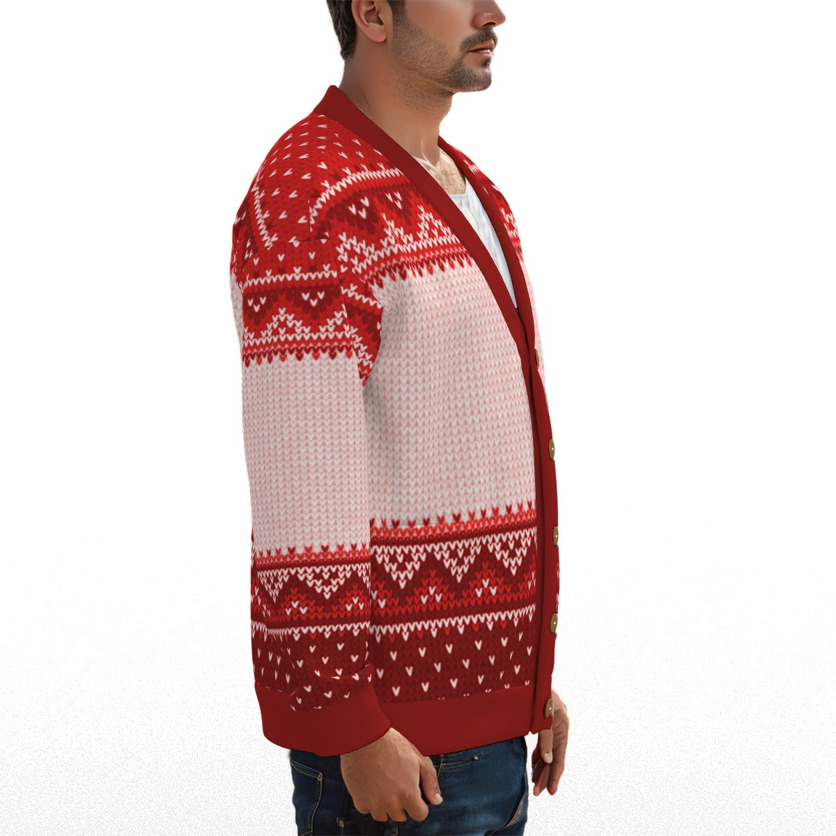 LCC KNITTED RED Unisex Cardigan With Button Closure