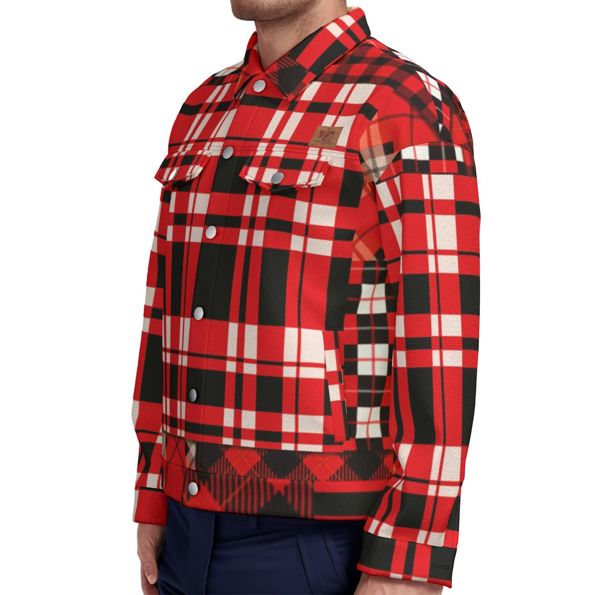 FLEXIN PLAID RED Unisex Lapel Jacket Cotton