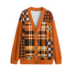 FLEXIN FLANNEL OrangeUnisex Cardigan With Button Closure