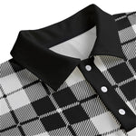 PLAID STYLE WHT Unisex Lapel Collar Sweater