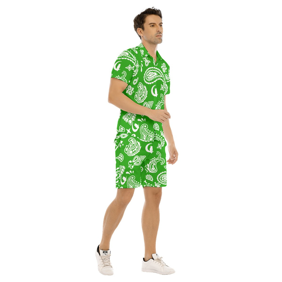 BANDANA PAISLEY GREEN Men's Short Sleeve Shirt Sets