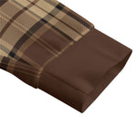 PLAID STYLE BROWN Unisex Lapel Collar Sweater