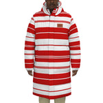 STRIPES REDWHT Unisex Long Down Jacket
